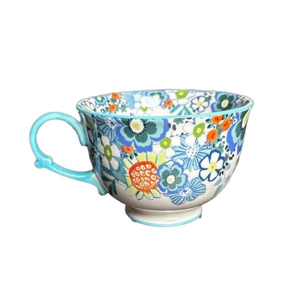 Anthropologie Tea Time Monogram Initial 'A' Floral Footed Ceramic Mug - Picture 3 of 6